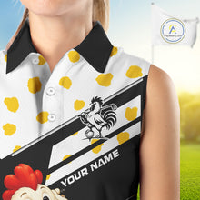 Load image into Gallery viewer, Funny Womens Sleeveless Golf Polo Shirt Custom Name Chicken Golf Shirt For Womens, Funny Golf Shirt For Team  NHT947
