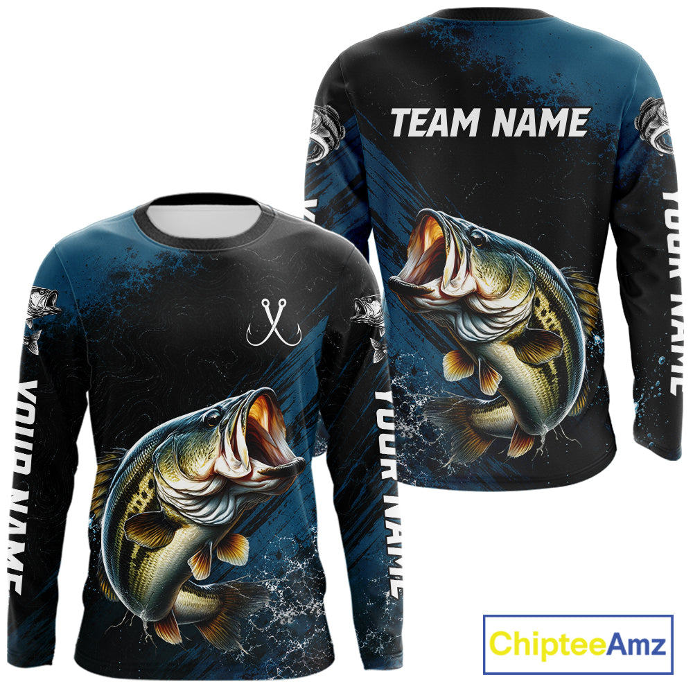 Custom Largemouth Bass Fishing Jersey Personalized Long Sleeve Shirt For Men 