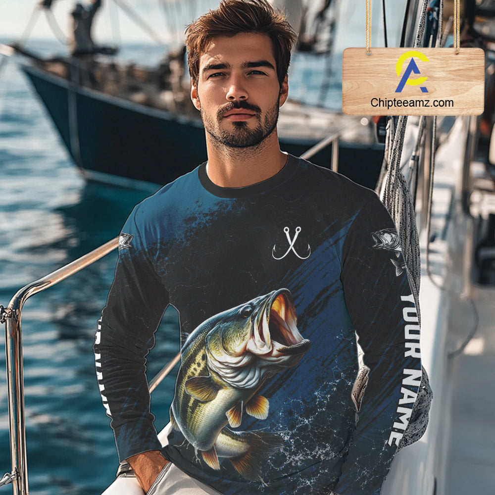 Custom Largemouth Bass Fishing Jersey Personalized Long Sleeve Shirt For Men 
