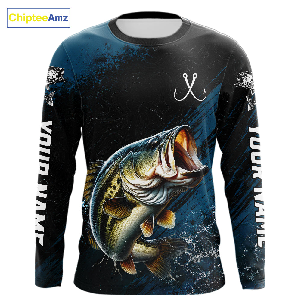 Custom Largemouth Bass Fishing Jersey Personalized Long Sleeve Shirt For Men 