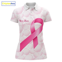 Load image into Gallery viewer, Swing Strong Fight Stronger Pink Ribbon Custom Breast Cancer Ladies Golf Polo Shirt NHT796