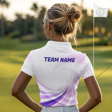 Load image into Gallery viewer, Personalized Purple Swirl Golf Polo - Women's Team Name Performance Jersey NHT979