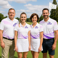Load image into Gallery viewer, Personalized Purple Swirl Golf Polo - Women's Team Name Performance Jersey NHT979