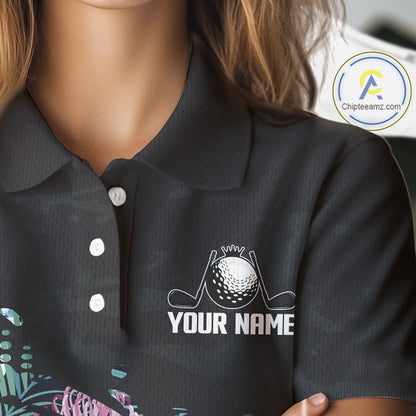 Custom Name Tropical Print Polo Shirt – Stylish Animal Print Golf Polo For Womens NHT856