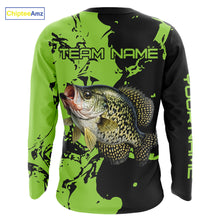 Load image into Gallery viewer, Black And Green Custom Crappie Fishing Jerseys, Crappie Long Sleeve Fishing Shirts NHT451