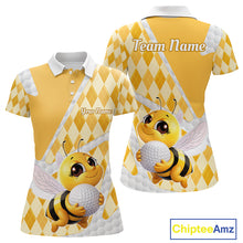 Load image into Gallery viewer, Personalized Bee Golf Polo Shirt Argyle Golf Shirt Custom Name Golfer Shirt Golf Gift For Womens NHT687