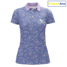 Load image into Gallery viewer, Custom Lavender Paisley Golf Polo For Womens, Personalized Women's Golf Shirt With Name For Mother's Day NHT695