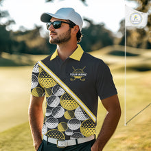 Load image into Gallery viewer, Golf Balls Yellow Pattern Mens Golf Polo Shirts Custom Golf Apparel For Familly Team Shirt NHT708