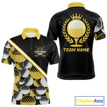 Load image into Gallery viewer, Golf Balls Yellow Pattern Mens Golf Polo Shirts Custom Golf Apparel For Familly Team Shirt NHT708
