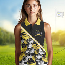 Load image into Gallery viewer, Golf Balls Yellow Pattern Womens Sleeveless Golf Polo Shirts Custom Golf Apparel For Familly Team Shirt NHT708