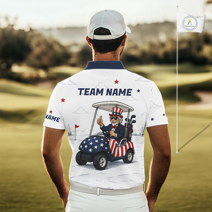 Custom Patriotic Mens Golf Polo Shirt – American Eagle Golf Team Polo With Personalized Name 