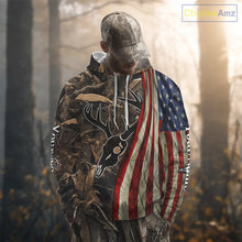 Load image into Gallery viewer, Skull Deer Hunting Shirt-Personalized US Flag Camouflage, Best Hunting Hoodie For Hunter NHT364