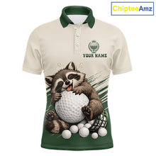 Load image into Gallery viewer, Custom Green Raccoon Golf Jersey For Mens, Custom Name Funny Golf Top For Team NHT935