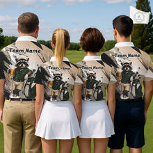 Load image into Gallery viewer, Custom Beige Funny Raccoon Golf Team Shirt For Womens, Golf Jersey Polo Shirt Outfit NHT937