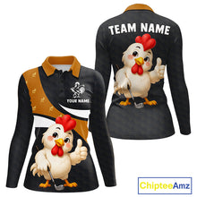 Load image into Gallery viewer, Funny Chicken Golf Polo Shirt Personalized Custom Name Rooster Golfer Polo For Womens