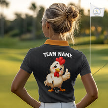 Load image into Gallery viewer, Funny Chicken Golf Polo Shirt Personalized Custom Name Rooster Golfer Polo For Womens NHT946
