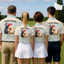 Load image into Gallery viewer, Funny Chicken Golf Polo Shirt Personalized Custom Name Blue Golf Polo For Womens NHT949
