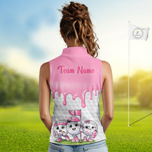 Load image into Gallery viewer, Funny Pink Ribbons Breast Cancer Awareness Sleeveless Women Golf Ball Polo Shirts Custom Golf Apparel For Women NHT795