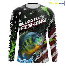 Load image into Gallery viewer, Best Bluegill Fishing Shirt Long Sleeve American Flag Patriotic Custom Name