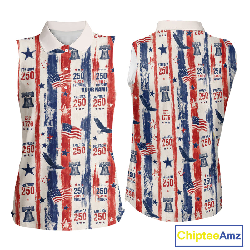 Custom America 250Th Anniversary Polo - Vintage Patriotic USA Flag Personalized Performance Jersey