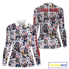Load image into Gallery viewer, Funny Patriotic Raccoon Personalized Women's Golf Polo Shirt- America 250 Years Golf Gift
