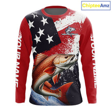 Load image into Gallery viewer, Personalized Redfish Fishing Jerseys, Custom American Flag Redfish Fishing Shirts Long Sleeve NHT490