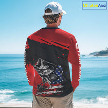Load image into Gallery viewer, Bass American Flag  Fishing Shirt Long Sleeve, Red Fishing Jersey For Fisherman NHT496
