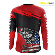 Load image into Gallery viewer, Bass American Flag  Fishing Shirt Long Sleeve, Red Fishing Jersey For Fisherman NHT496