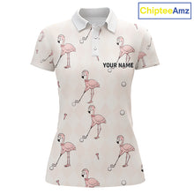 Load image into Gallery viewer, Personalized Argyle Funny Flamingo Pattern Womens Golf Polo Shirt - Custom Golf Team Gift