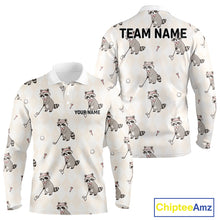 Load image into Gallery viewer, Personalized Funny Argyle Raccoon Pattern Polo Shirt - Custom Golf Team Gift