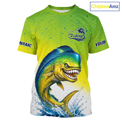Personalized Offshore Fishing Jerseys, Mahi Mahi Angry Tournament Fishing T - Shirt For Men NHT1311