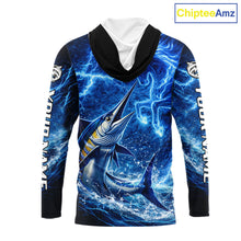 Load image into Gallery viewer, Marlin &amp; Blue Thunder Horse Fishing Shirt Long Sleeve Hooded, Marlin Fishing Shirt For Men NHT450