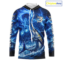 Load image into Gallery viewer, Marlin &amp; Blue Thunder Horse Fishing Shirt Long Sleeve Hooded, Marlin Fishing Shirt For Men NHT450