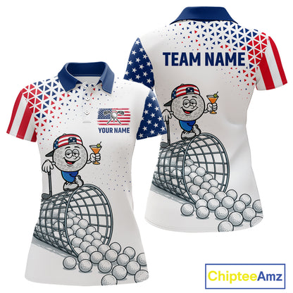 Funny Custom Patriotic Womens Golf Polo Shirt, Personalized Drinking Golf Jersey, Custom Golf Outfit For Family Team Shirt NHT700