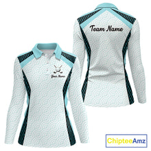 Load image into Gallery viewer, Personalized Aqua Sea Wave Golf Shirt With Name, Elegant Women's Sportswear, Stylish Womens Golf Jersey NHT704