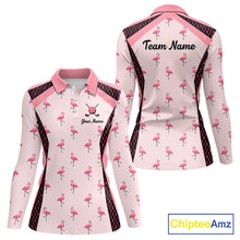 Load image into Gallery viewer, Custom  Womens Flamingo Golf Polo, Personalized Pink Flamingo Golf Shirt With Name, Gift For Golfer NHT705