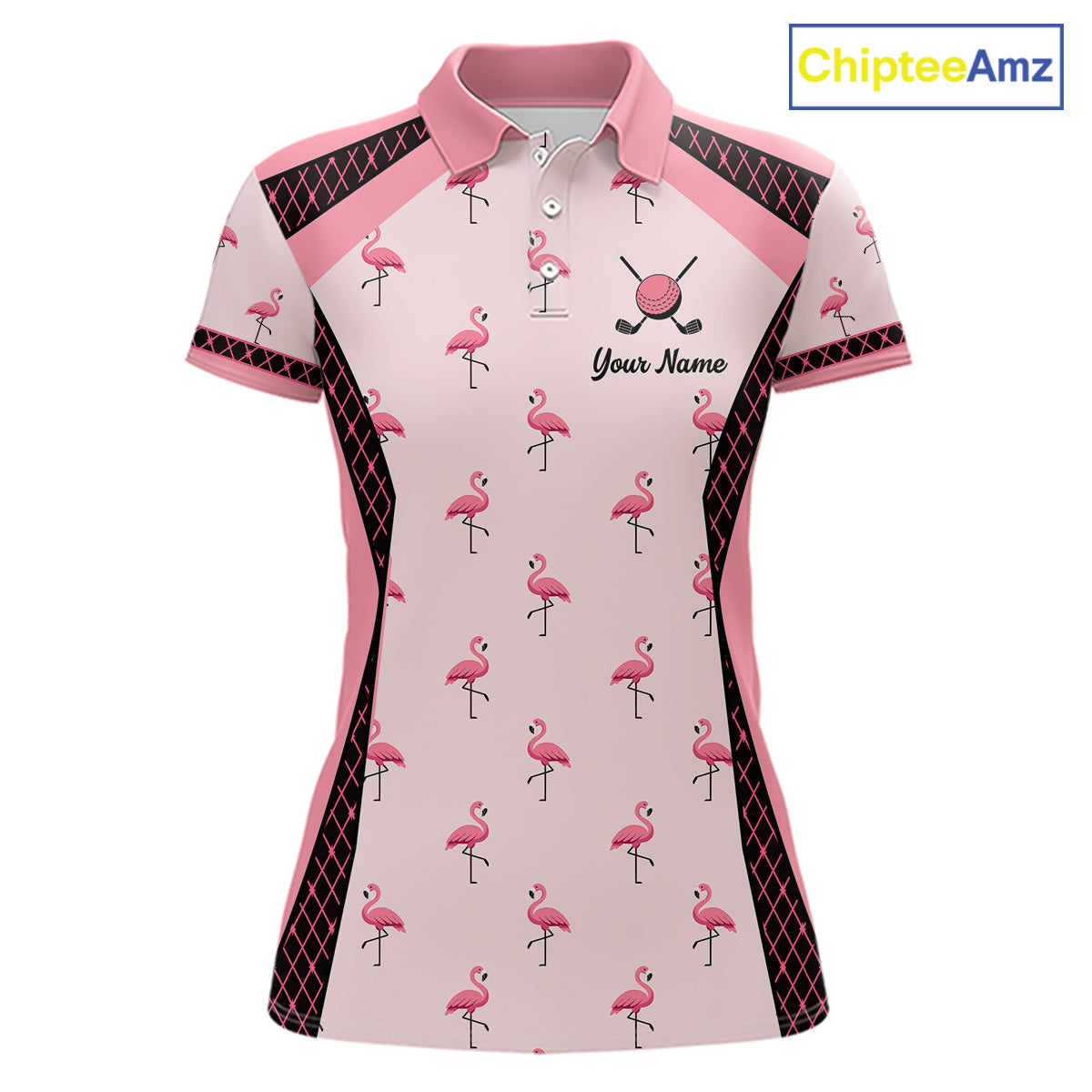 Custom  Womens Flamingo Golf Polo, Personalized Pink Flamingo Golf Shirt With Name, Gift For Golfer NHT705