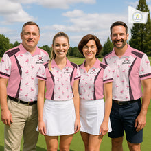 Load image into Gallery viewer, Custom Men's Flamingo Golf Polo, Personalized Pink Flamingo Golf Shirt With Name, Gift For Golfer NHT705
