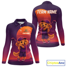 Load image into Gallery viewer, Personalized Golden Retriever Dog Golf Shirt - Retro Sunset Womens Golf Polo Shirt