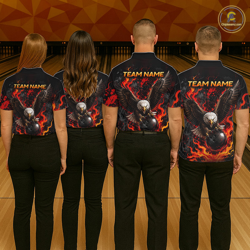 Eagle Bowling Polo Shirt Custom Name Team Quarter Zip Bowling Jersey For Women NHT1350