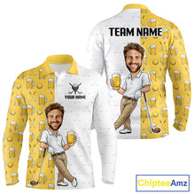 Load image into Gallery viewer, Custom Golf Polo With Face Funny Golfer Beer Lover Gift For Men|Yellow 