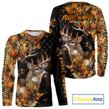 Load image into Gallery viewer, Deer Hunting Shirt US Flag 3D All Over Print Orange Black, Custom Name Personalized Gift NHT296