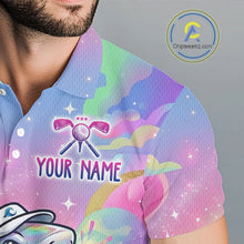 Load image into Gallery viewer, Funny Pastel Shark Mens Golf Polo Shirt Custom Ocean Golf Shirt, Polo Gift For Golf Lovers NHT898