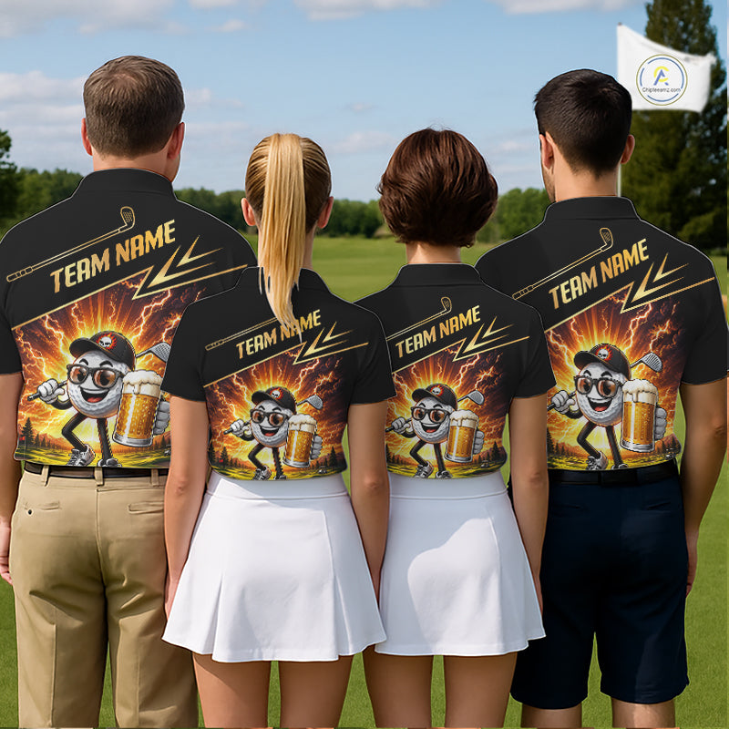 Funny Golf Ball Mens Golf Polo Shirts Custom Golf And Beer Golf Apparel For Golfer NHT899
