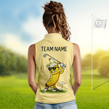 Load image into Gallery viewer, Funny Banana Womens Sleeveless Golf Polo Shirt, Custom Golf Polo For Women, Golf Apparel Gift For Golf Lovers NHT905