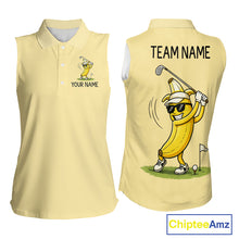 Load image into Gallery viewer, Funny Banana Womens Sleeveless Golf Polo Shirt, Custom Golf Polo For Women, Golf Apparel Gift For Golf Lovers NHT905