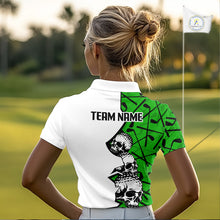 Load image into Gallery viewer, Custom Skull Womens Golf Polo Shirt Personalized Name, Golf Team Polo Jersey| Green 