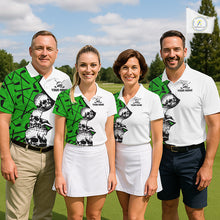Load image into Gallery viewer, Custom Skull Mens Golf Polo Shirt Personalized Name, Golf Team Polo Jersey| Green NHT1062