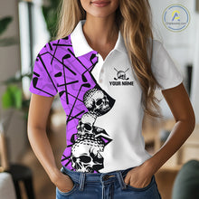 Load image into Gallery viewer, Custom Skull Womens Golf Polo Shirt Personalized Name, Golf Team Polo Jersey| Purple 