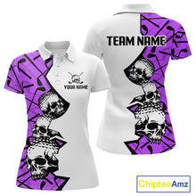 Load image into Gallery viewer, Custom Skull Womens Golf Polo Shirt Personalized Name, Golf Team Polo Jersey| Purple 